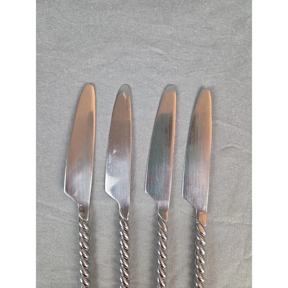4 Gourmet Setting Silver Tear Braid Stainless Steel 18/10 Table Knives 9